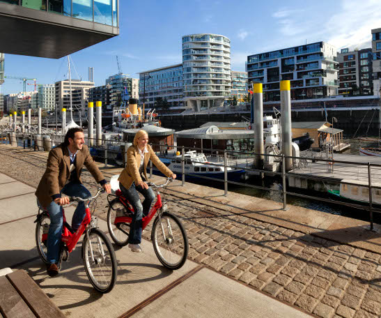 biking at HafenCity quarter