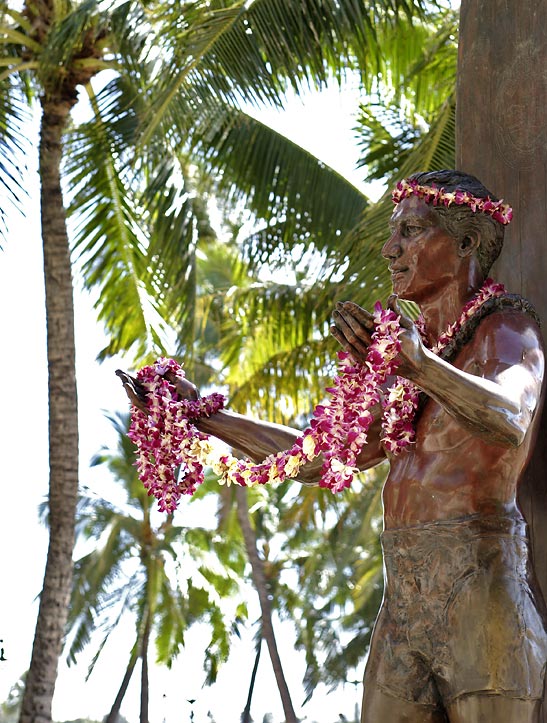 statue of Duke Kahanamoku, the father of modern surfing