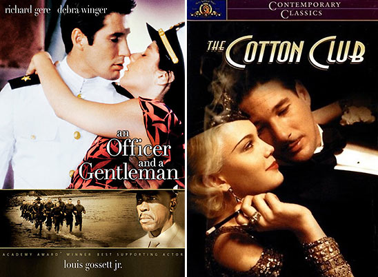 movie posters for 'An Officer and a Gentleman' and 'The Cotton Club'