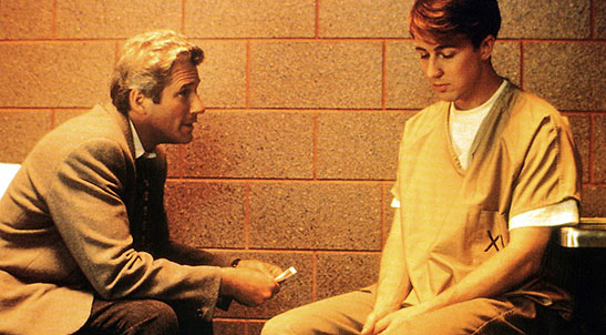 Richard Gere with Edward Norton in a scene from 'Primal Fear'