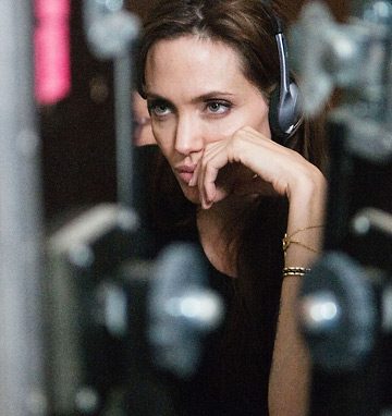 Angelina Jolie directing the film The Land of Blood and Honey