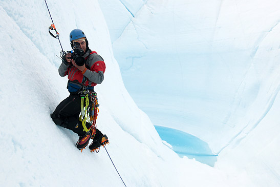 'Chasing Ice' director Jeff Orlowski films in Survey Canyon, Greenland, in the summer of 2009.