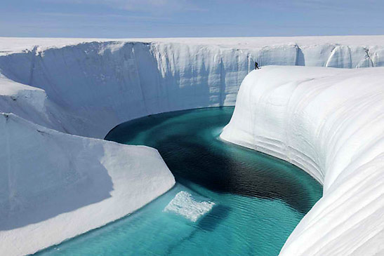 EIS field assistant, Adam LeWinter on NE Rim of Birthday Canyon, Greenland