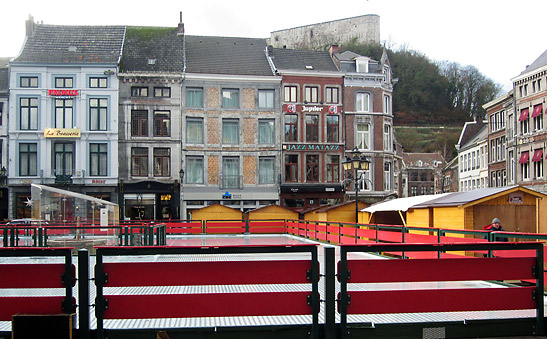 the town of Huy along the Meuse River, Walloon Region. Liege Province, Belgium