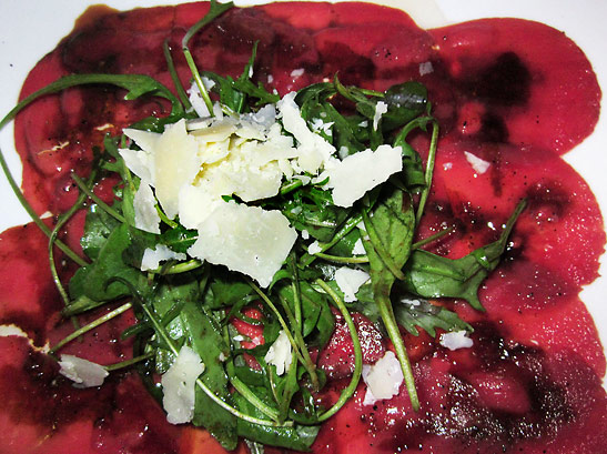 venison carpaccio at the nearby L'Art de Vivre restaurant, Spa