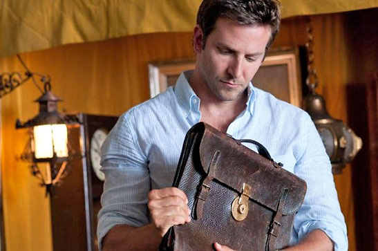 Bradley Cooper with an old briefcase in a scene from the movie 'The Words'