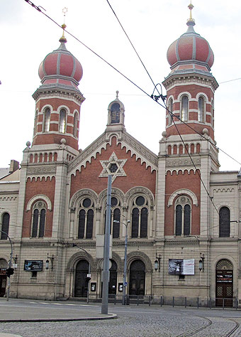 Jewish synagogue in Pizen displaying its Moorish-Romanesque architecture