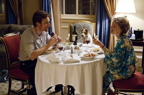 Melanie Laurent and Ewan McGregor with the the Jack Russel terrier Arthur as Cosmo