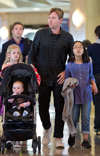 Ewan McGregor with three of his children