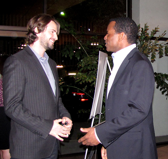 second picture of Mark Boal and Geoffrey Fletcher at a Writers Guild reception