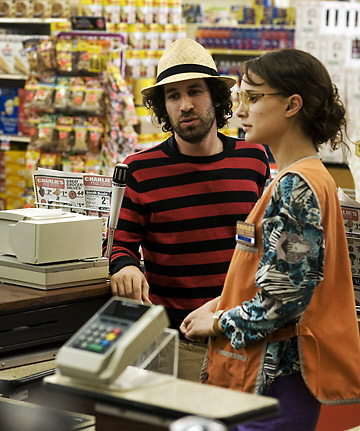 director Spencer Susser discussing a scene with Natalie Portman