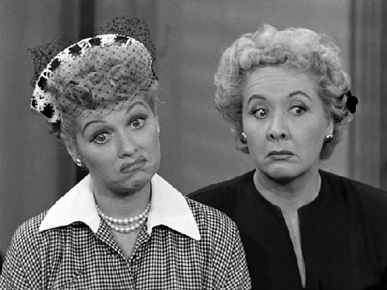 Lucille Ball with Vivian Vance (as Ethel Mertz) in 'I Love Lucy'