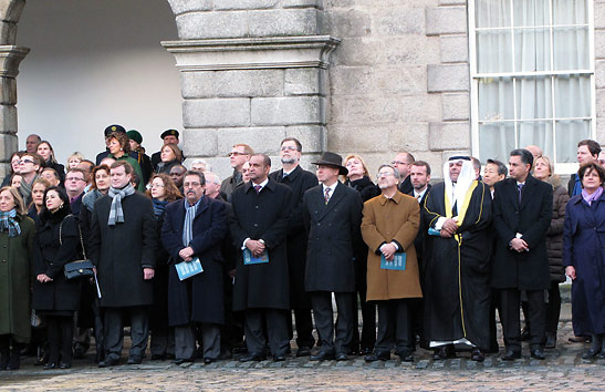 dignitaries at Dublin Castle welcome Ireland's 6-month presidency of the European Union