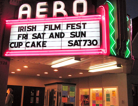 neon sign for the 3rd Annual Los Angeles Irish Film Festival at Aero Theatre, Santa Monica