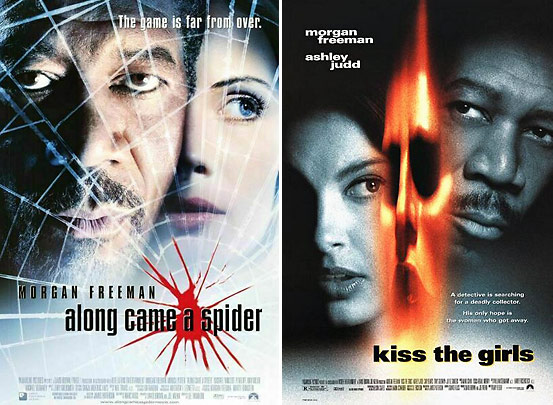 posters for the movies 'Along Came a Spider' and 'Kiss the Girls'