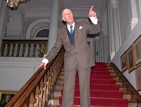 Castle Leslie owner Sir John Norman Ide Leslie giving visitors a tour of his castle home