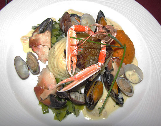 horned head crab with avocado dish served at the Mill Restaurant, Dunfanaghy, Co. Donegal, Ireland