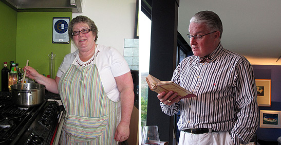 Damian Brennan reads a poem by W.B. Yeats while his wife/chef, Dr. Paula Garvey cooks in the kitchen