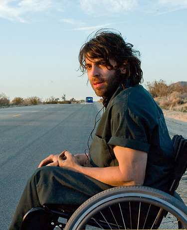 Christopher Thornton on a wheelchair