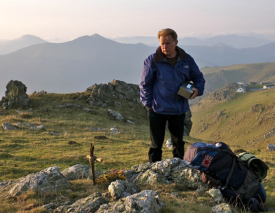 Martin Sheen with his son's ashes at the Camino de Santiago de Compostela in a scene from the movie The Way