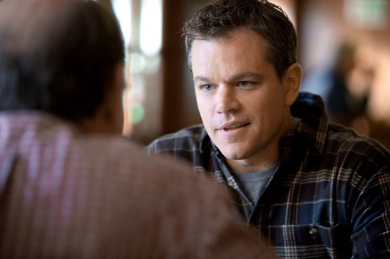 Matt Damon's character meets with a town official in a scene from Promised Land