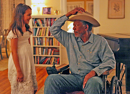 Morgan Freeman as Monte Wildhorn with Nicolette Pierini as Flora