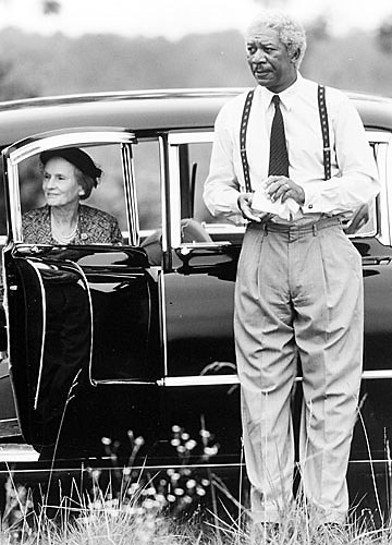 Morgan Freeman with Jessica Tandy in the film version of 'Driving Miss Daisy'