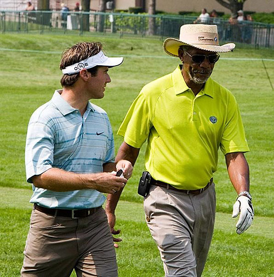 Morgan Freeman with golf pro Trevor Immelman