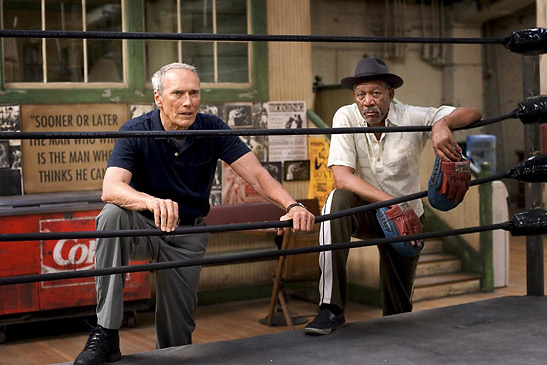 Clint Eastwood and Morgan Freeman in a scene from the movie 'Million Dollar Baby'