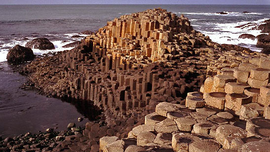 the interlocking basalt columns of the Giant's Causeway