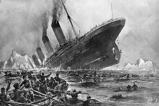 painting of the Titanic sinking