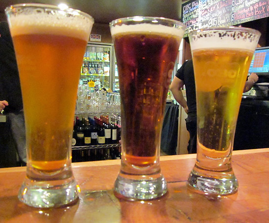 three of the 800 varieties of beer at the Ojai Beverage Company beer-tasting