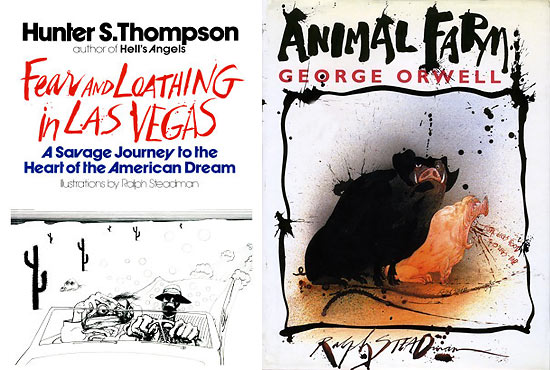 book covers for 'Fear and Loathing in Las Vegas' and 'Animal Farm'