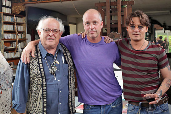 Ralph Steadman, filmmaker Charlie Paul, and Johnny Depp