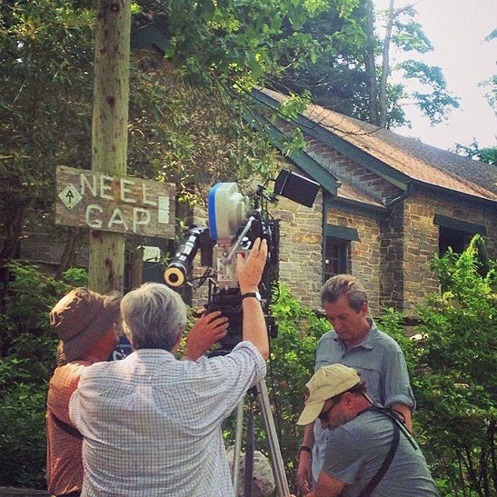 film crew on 'A Walk in the Woods'