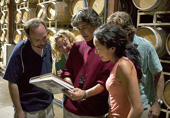 director Alexander Payne with the cast of the movie Sideways