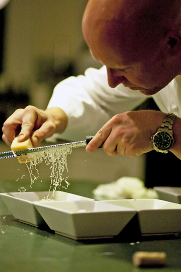 Chef Stefan Richter working on a dish