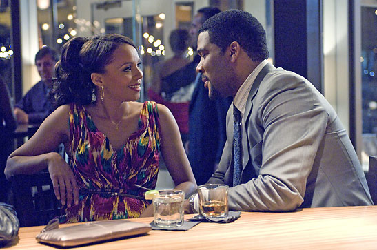 Tyler Perry with Carmen Ejogo in a scene from the movie 'Alex Cross'