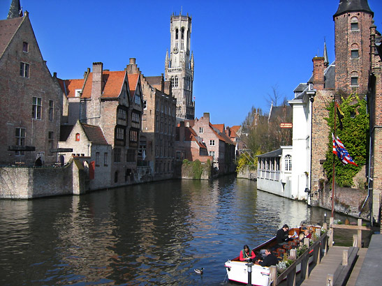 Belfort and the River Dijver, Bruges, Flanders, Belgium