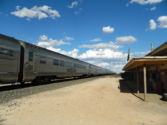 train stop for the Indian Pacific in the Great Outback