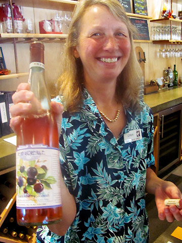 server Cindy at Pend d'Oreille Winery and her Huckleberry Rose