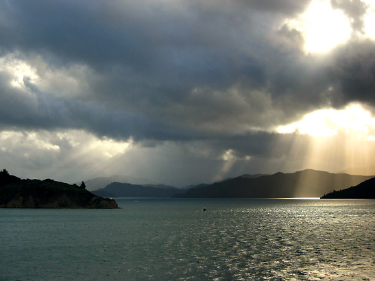 sunrise at Marlborough Sound