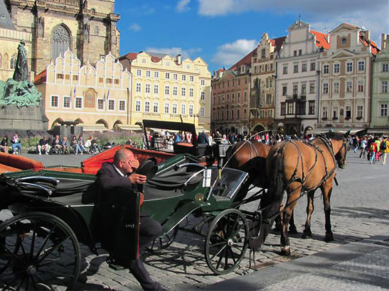 horse carriage at the Old Town Square in Prague