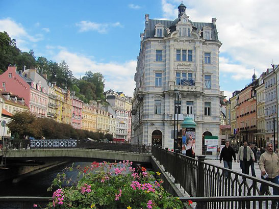 strolling along the river at Karlovy Vary