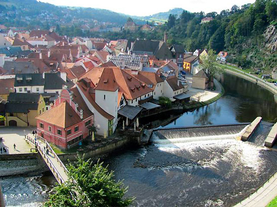 aerial view of the South Bohemian town of Cesky Krumlov