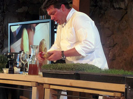 Food TV Network chef Tyler Florence giving a cookign demonstration