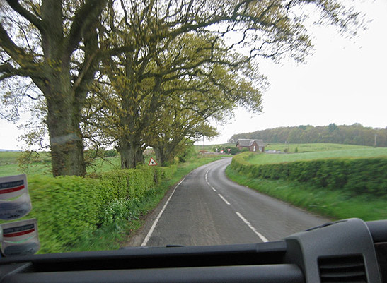 view along a country road leading to whiskey distilleries