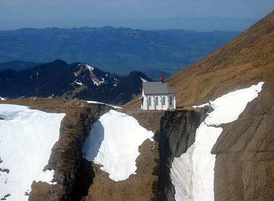 church on a snow-covered mountainside