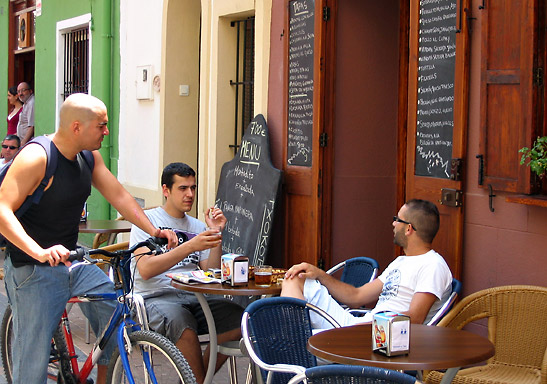 locals relaxing at a tapas restaurant, Alicante, Valencia, Spain