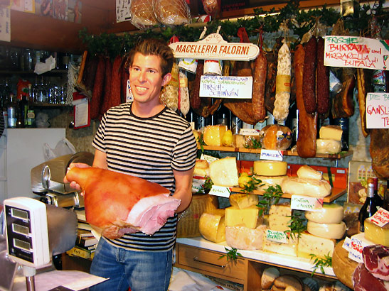 Urbanek: cheese and cured meat stand at Naschmarkt, Vienna